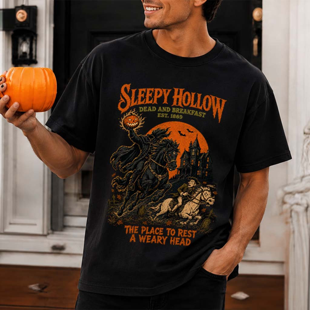 Sleepy Hollow Dead And Breakfast Vintage Headless Horseman T-Shirt Halloween Apparel Gifts - Kdjoy