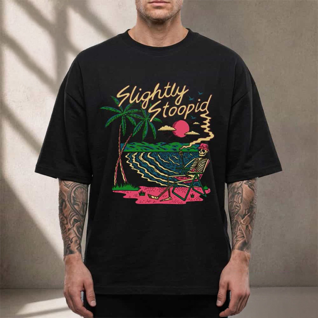 Slightly Stoopid Skull On Beach Fiddler's Green Amphitheatre 2026 T-Shirt Slightly Stoopid Merch Slightly Stoopid Skull On Beach Fiddler's Green Amphitheatre 2026 T-Shirt Slightly Stoopid Merch