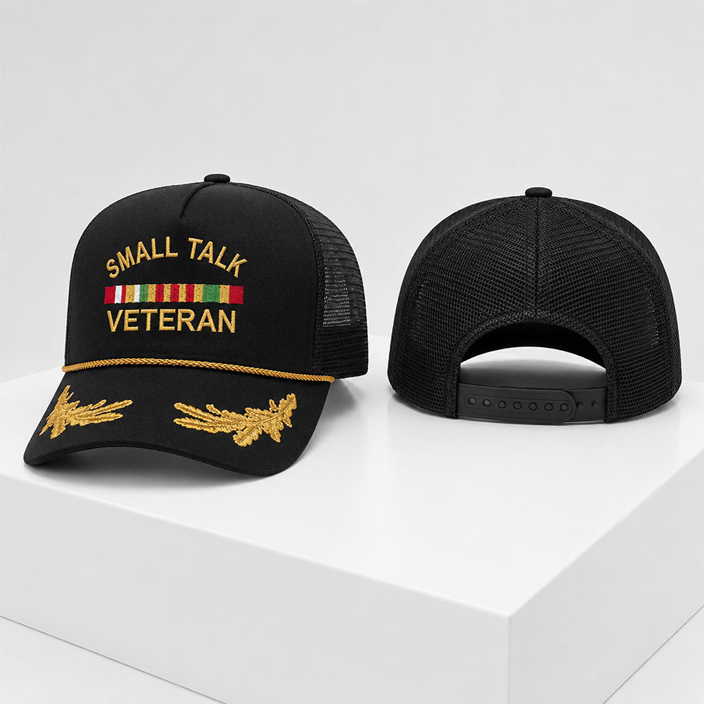 Small Talk Veteran 2026 Trucker Hat Patriotic Cap Gifts For Vietnam Veteran Small Talk Veteran 2026 Trucker Hat Patriotic Cap Gifts For Vietnam Veteran