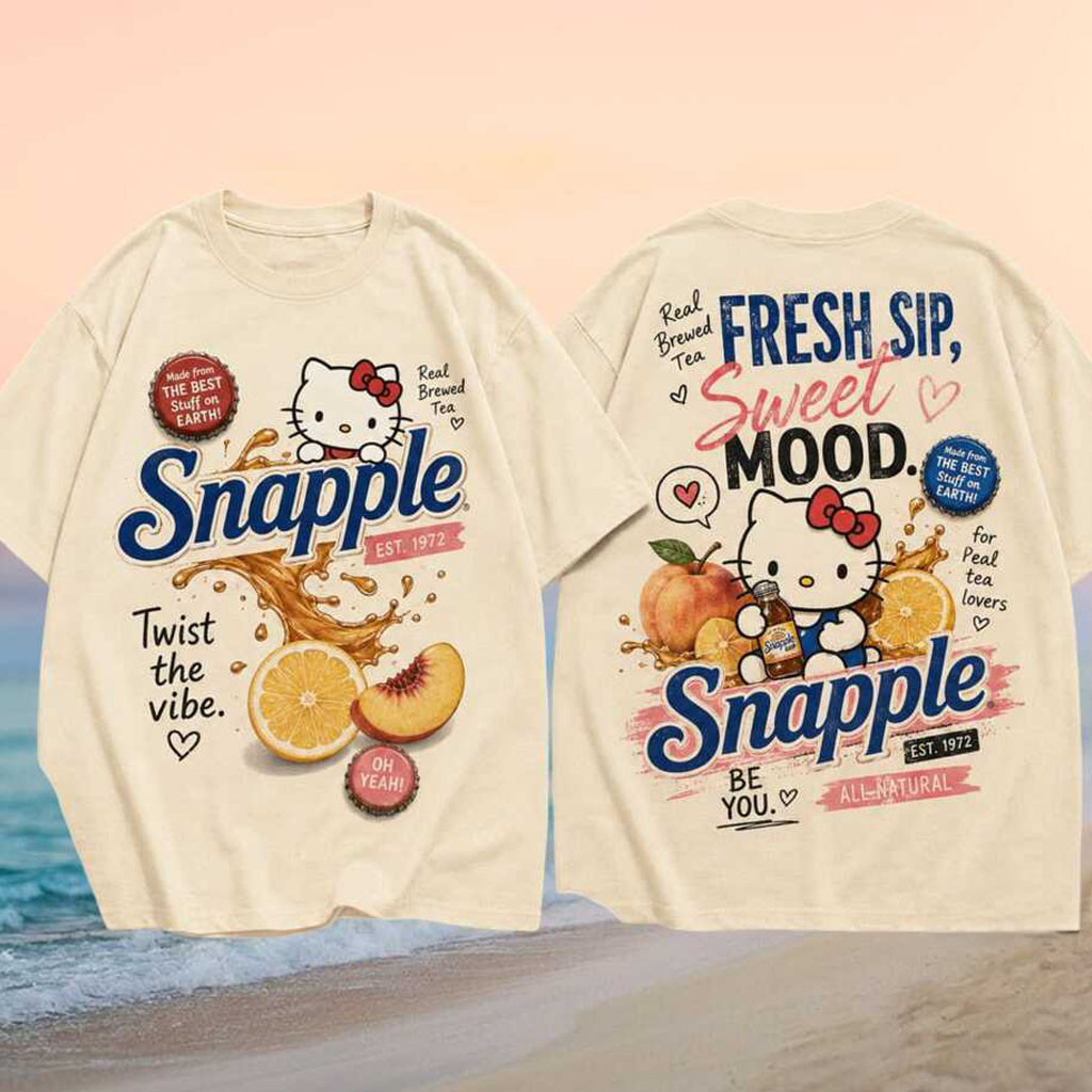 Snapple Peach Tea Hello Kitty Vintage Vibe Shirt Snapple Merch Cute Gifts For Friends - Kdjoy