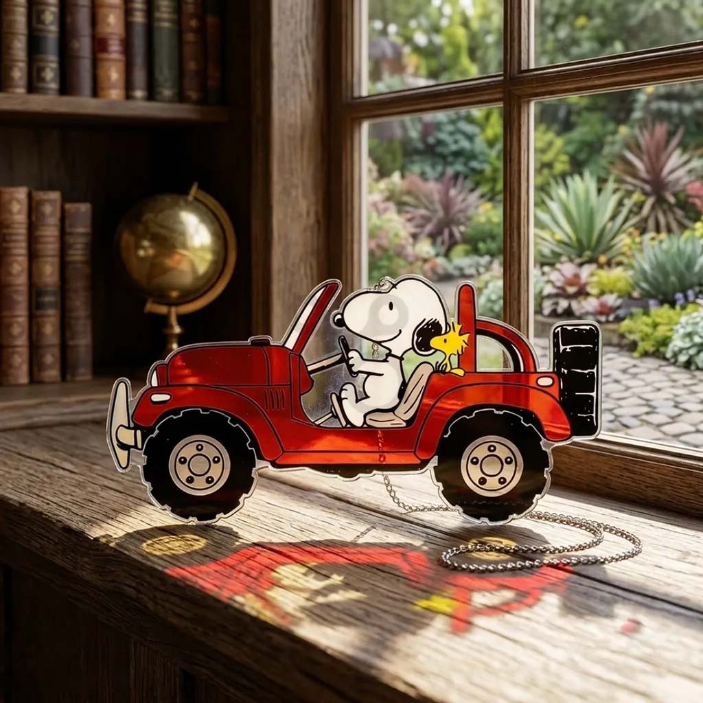Snoopy And Woodstock Driving Car Acrylic Plaque Peanuts Merch Birthday Gifts For Son