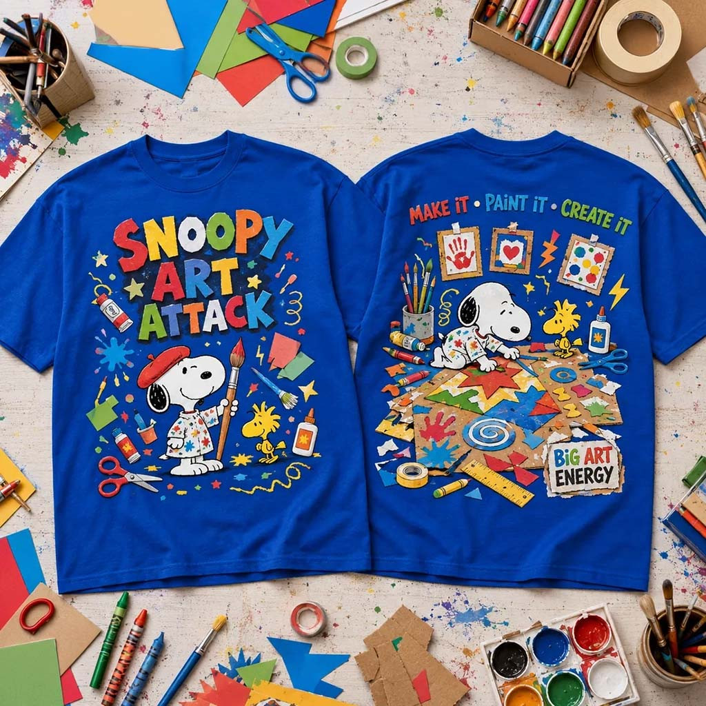 Snoopy Art Attack T-Shirt Big Art Energy Shirt Birthday Gift For Son - Kdjoy Snoopy Art Attack T-Shirt Big Art Energy Shirt Birthday Gift For Son - Kdjoy