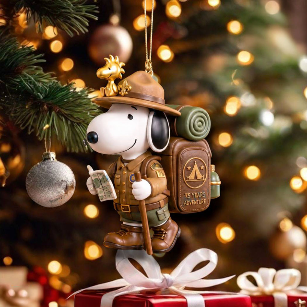 Snoopy Beagle Scout Hiking 75 Years Adventure Christmas Ornament Xmas Tree Hanging Decor - Kdjoy Snoopy Beagle Scout Hiking 75 Years Adventure Christmas Ornament Xmas Tree Hanging Decor - Kdjoy