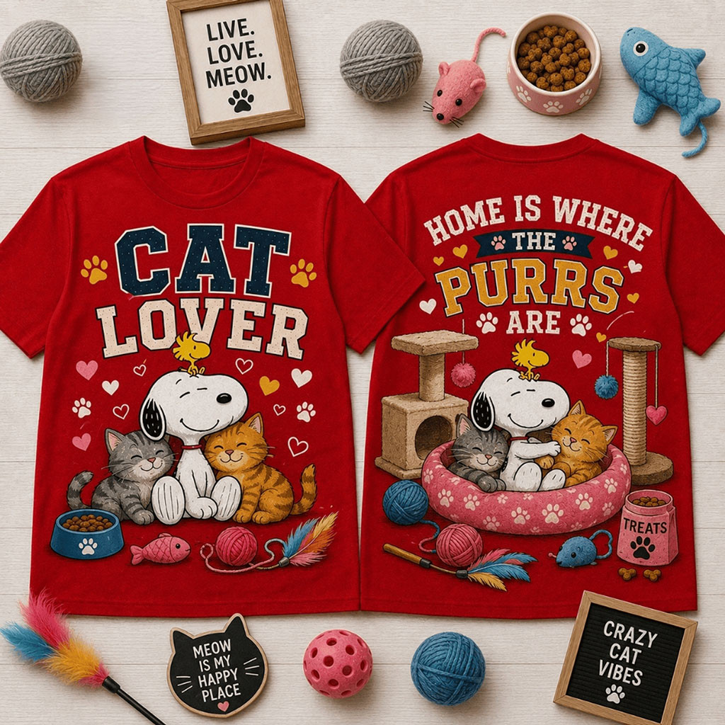 Snoopy Cat Lover Home Is Where The Purrs Are Shirt Cute Snoopy T-Shirt Gifts For BFF