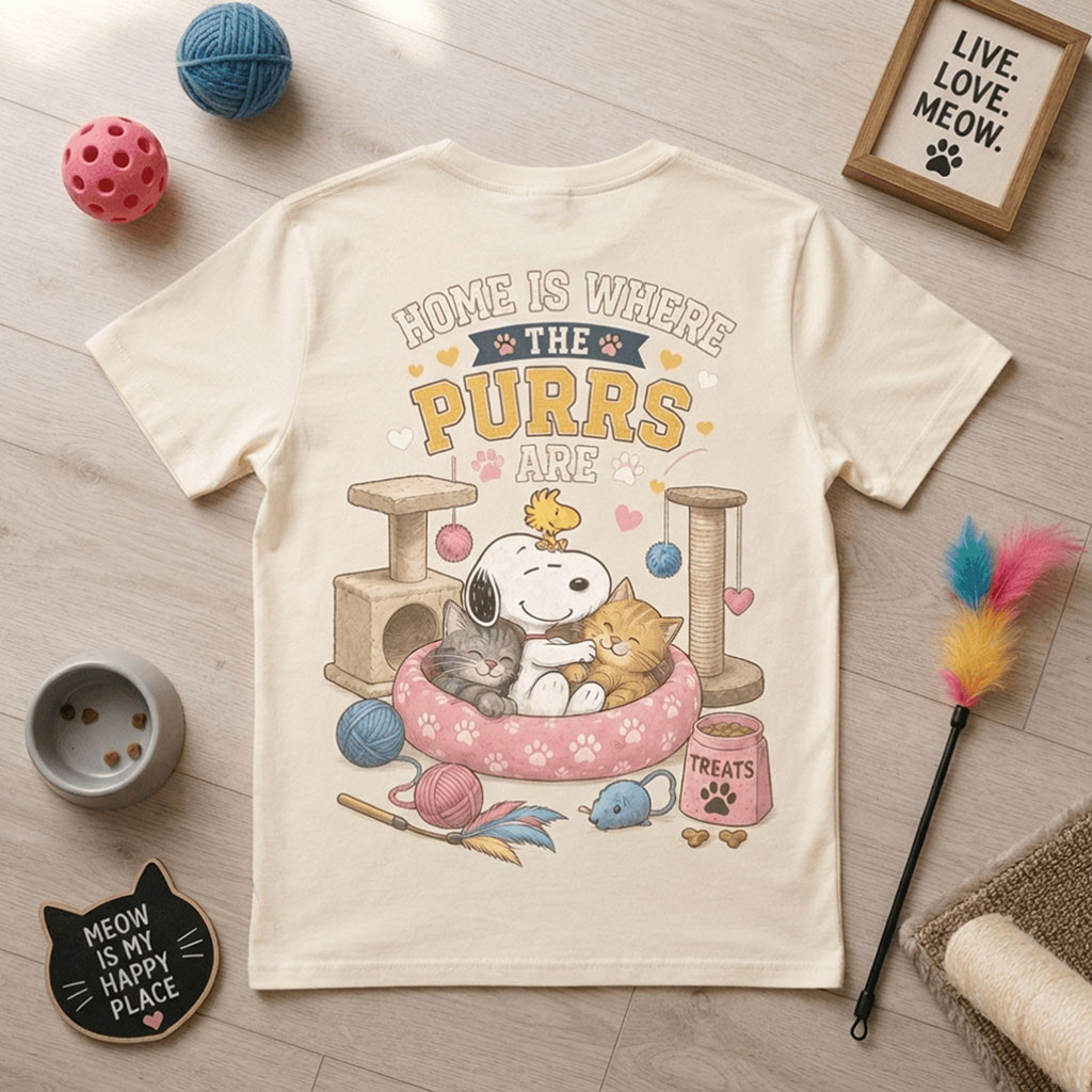 Snoopy Cat Lover Home Is Where The Purrs Are T-Shirt Funny Cute Shirt Gifts For Besties Snoopy Cat Lover Home Is Where The Purrs Are T-Shirt Funny Cute Shirt Gifts For Besties