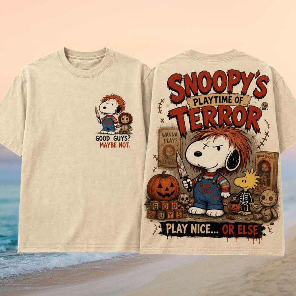 Snoopy Chucky Halloween Playtime Terror Horror Shirt Scary Snoopy T-Shirt Gifts For BFF - Kdjoy