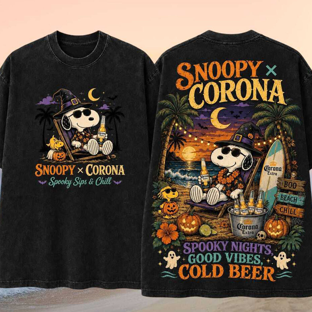 Snoopy Corona Extra Halloween Spooky Beach Party Wash Shirt Snoopy Merch Presents For Halloween - Kdjoy