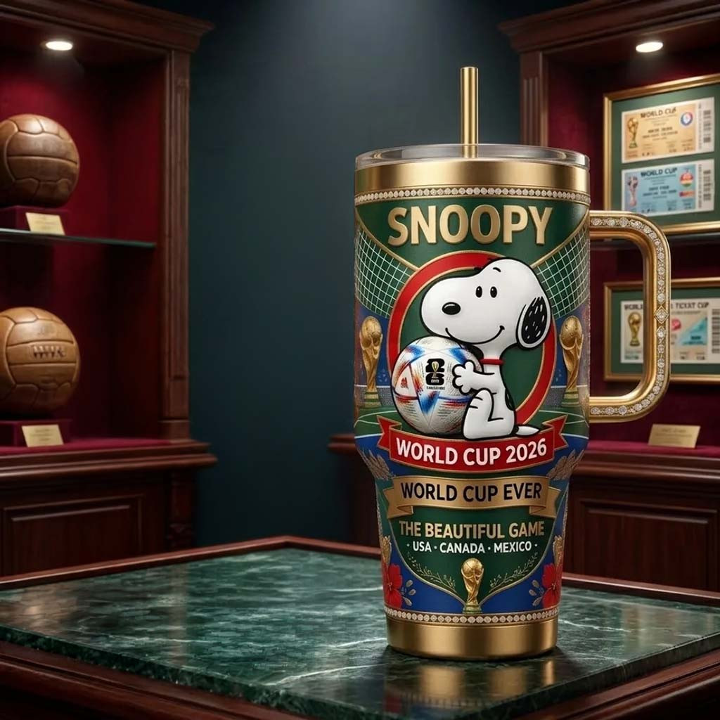 Snoopy FIFA World Cup 2026 Tumbler The Beautiful Game Travel Cup Gift For WC Lovers - Kdjoy