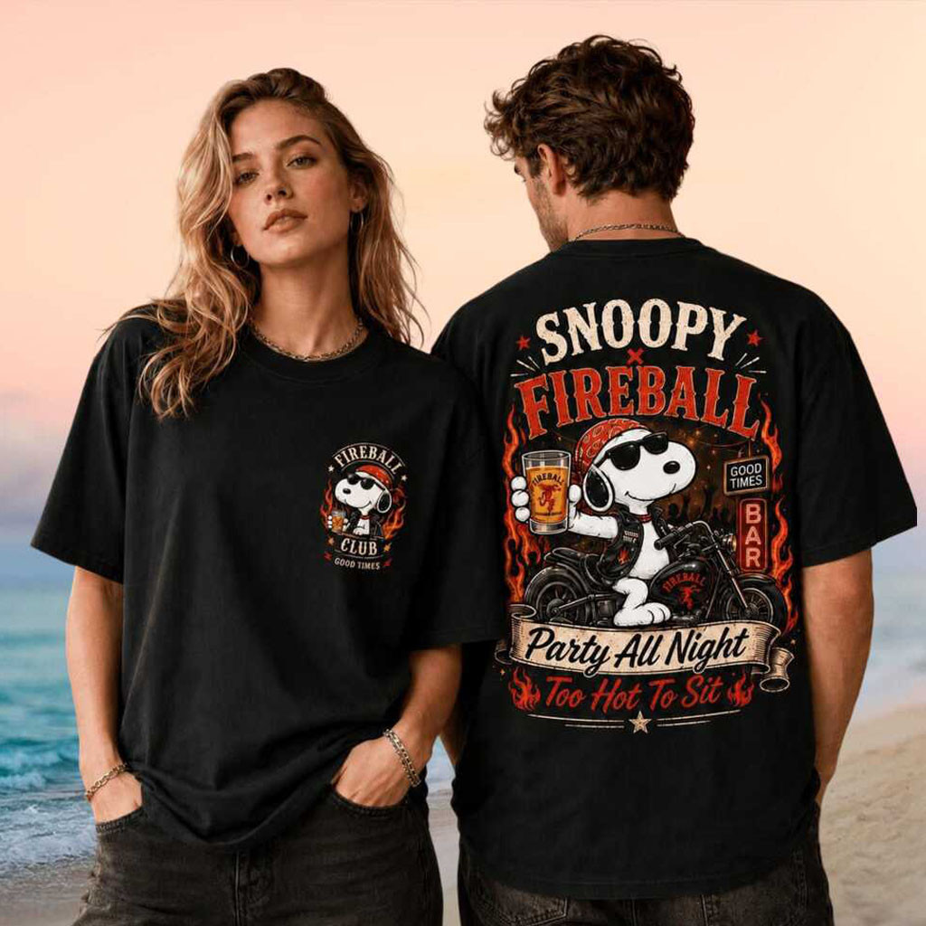 Snoopy Fireball Motorcycle Biker Club Party Shirt Snoopy Merch Gifts For Bikers - Kdjoy