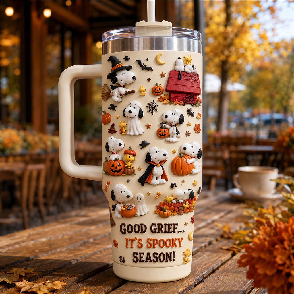 Snoopy Good Grief It's Spooky Season Tumbler Halloween Snoopy Merch Gifts For BFF - Kdjoy Snoopy Good Grief It's Spooky Season Tumbler Halloween Snoopy Merch Gifts For BFF - Kdjoy