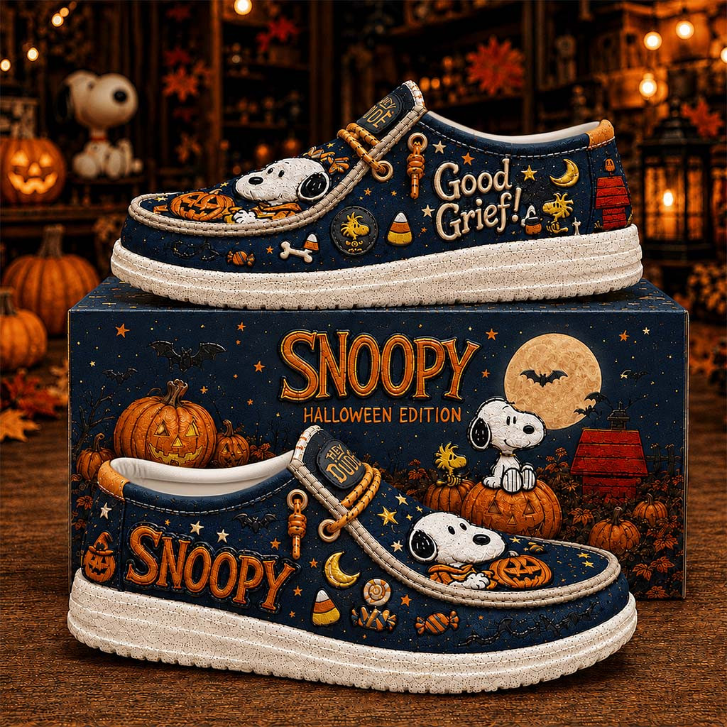 Snoopy Halloween Shoes Good Grief Loafers Snoopy Merch Gift For Halloween Lovers - Kdjoy