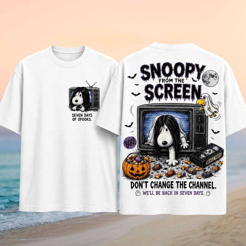Snoopy Haunted TV Screen Seven Days Halloween Shirt Horror Snoopy T-Shirt Gifts For Besties - Kdjoy