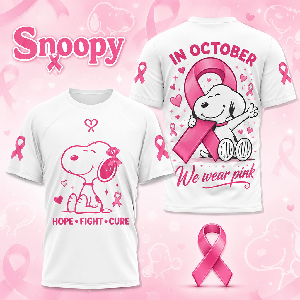 Snoopy Hope Fight Cure In October We Wear Pink Shirt Breast Cancer Awareness Snoopy Merch Snoopy Hope Fight Cure In October We Wear Pink Shirt Breast Cancer Awareness Snoopy Merch