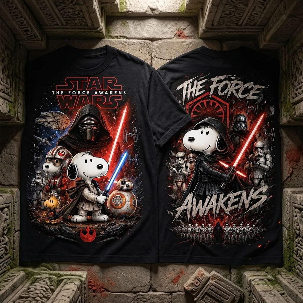 Snoopy Jedi x Kylo Ren Star Wars The Force Awakens T-Shirt Snoopy Merch Gifts For Son - Kdjoy Snoopy Jedi x Kylo Ren Star Wars The Force Awakens T-Shirt Snoopy Merch Gifts For Son - Kdjoy