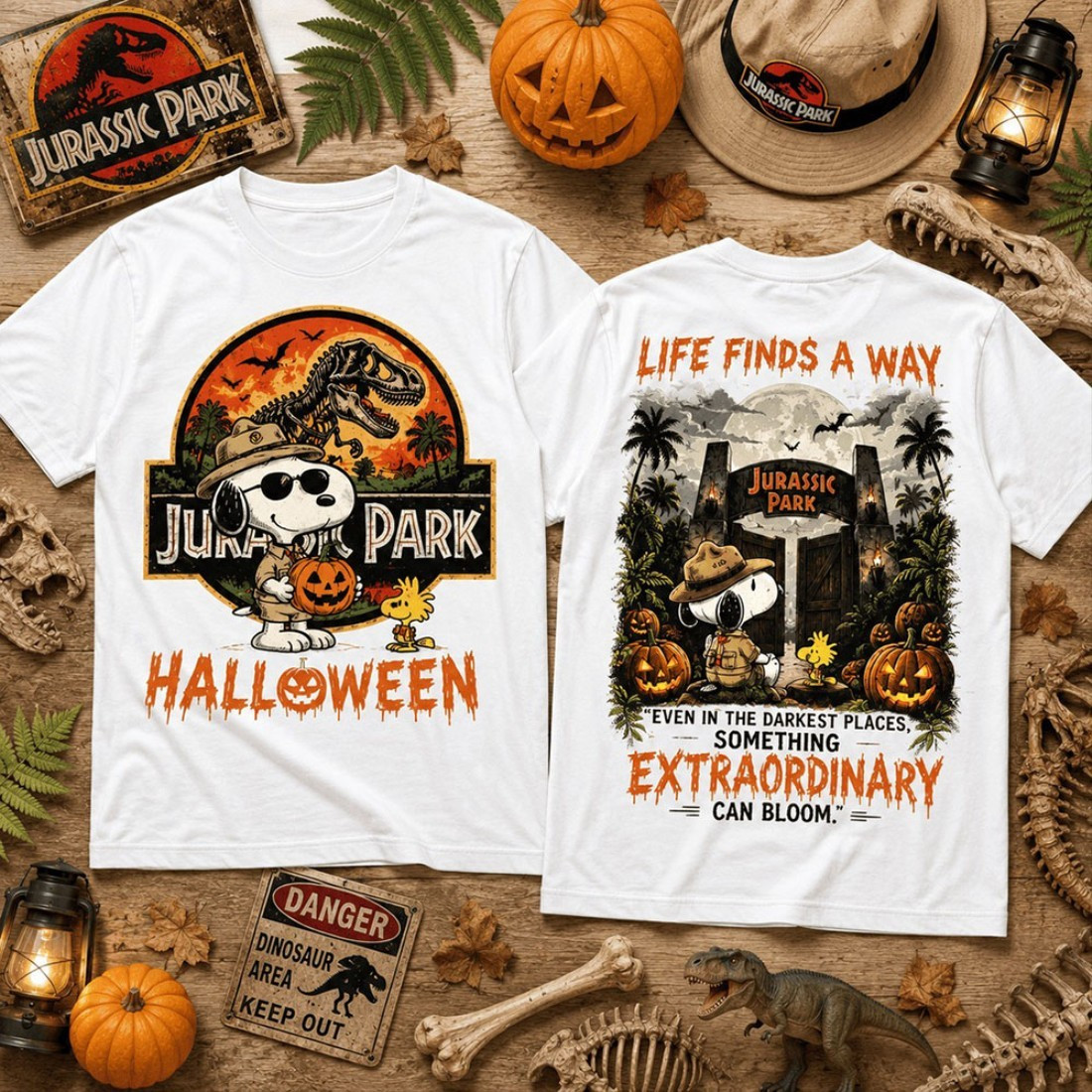 Snoopy Jurassic Halloween Life Finds A Way T-Shirt Snoopy Merch Gifts For Halloween - Kdjoy Snoopy Jurassic Halloween Life Finds A Way T-Shirt Snoopy Merch Gifts For Halloween - Kdjoy