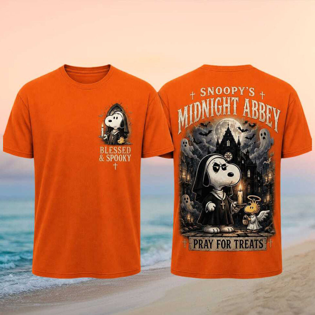 Snoopy Midnight Abbey Nun Blessed Spooky Halloween Shirt Snoopy Merch Gifts For Halloween - Kdjoy