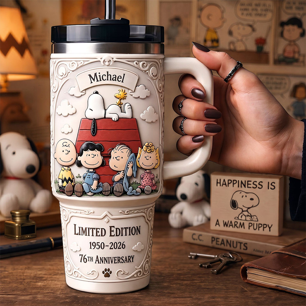 Snoopy Peanuts And Friends 76TH Anniversary Tumbler Snoopy Merch Gifts For Cartoon Lovers - Kdjoy Snoopy Peanuts And Friends 76TH Anniversary Tumbler Snoopy Merch Gifts For Cartoon Lovers - Kdjoy