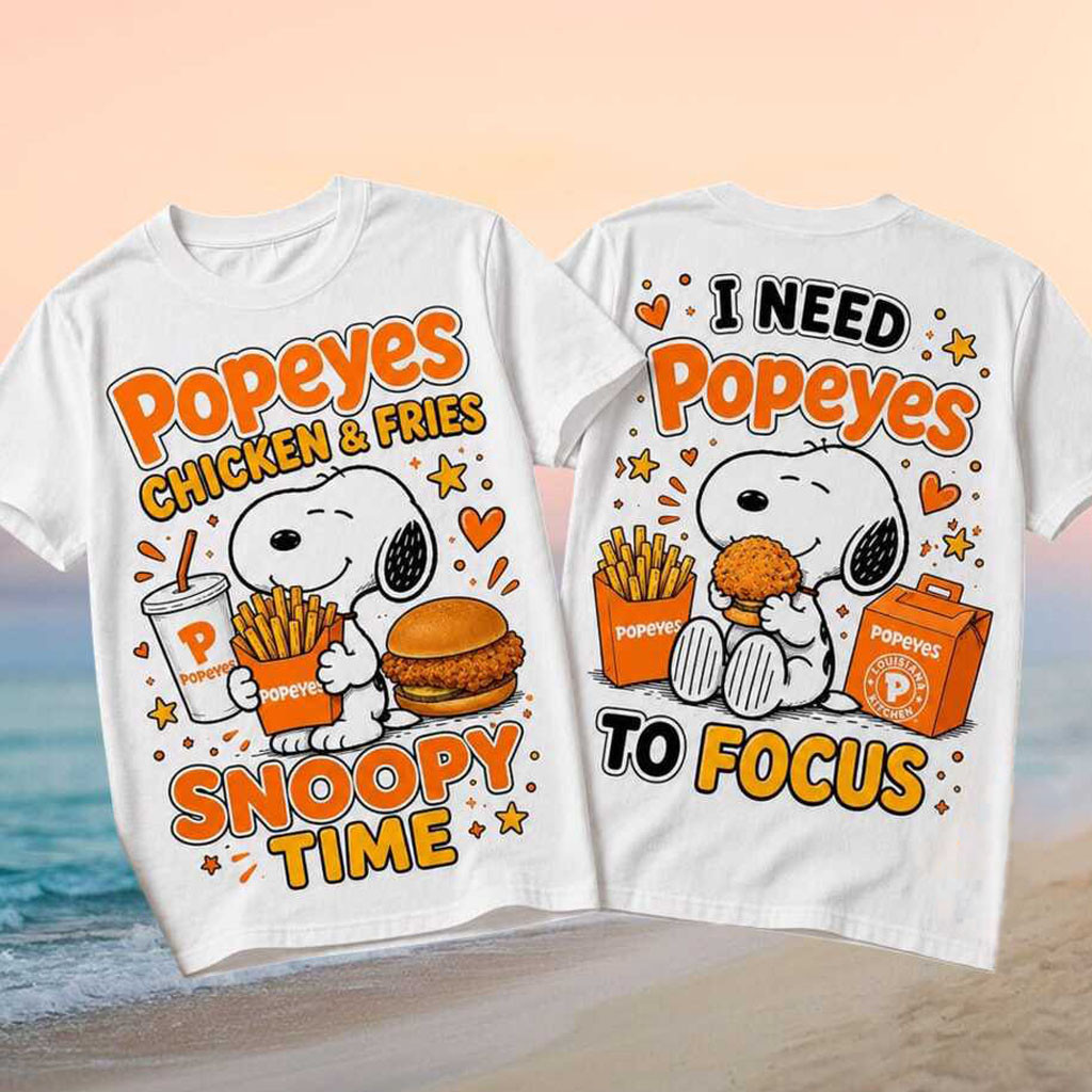 Snoopy Popeyes Chicken And Fries Fast Food Shirt Funny Snoopy Apparel Food Lovers Gifts - Kdjoy