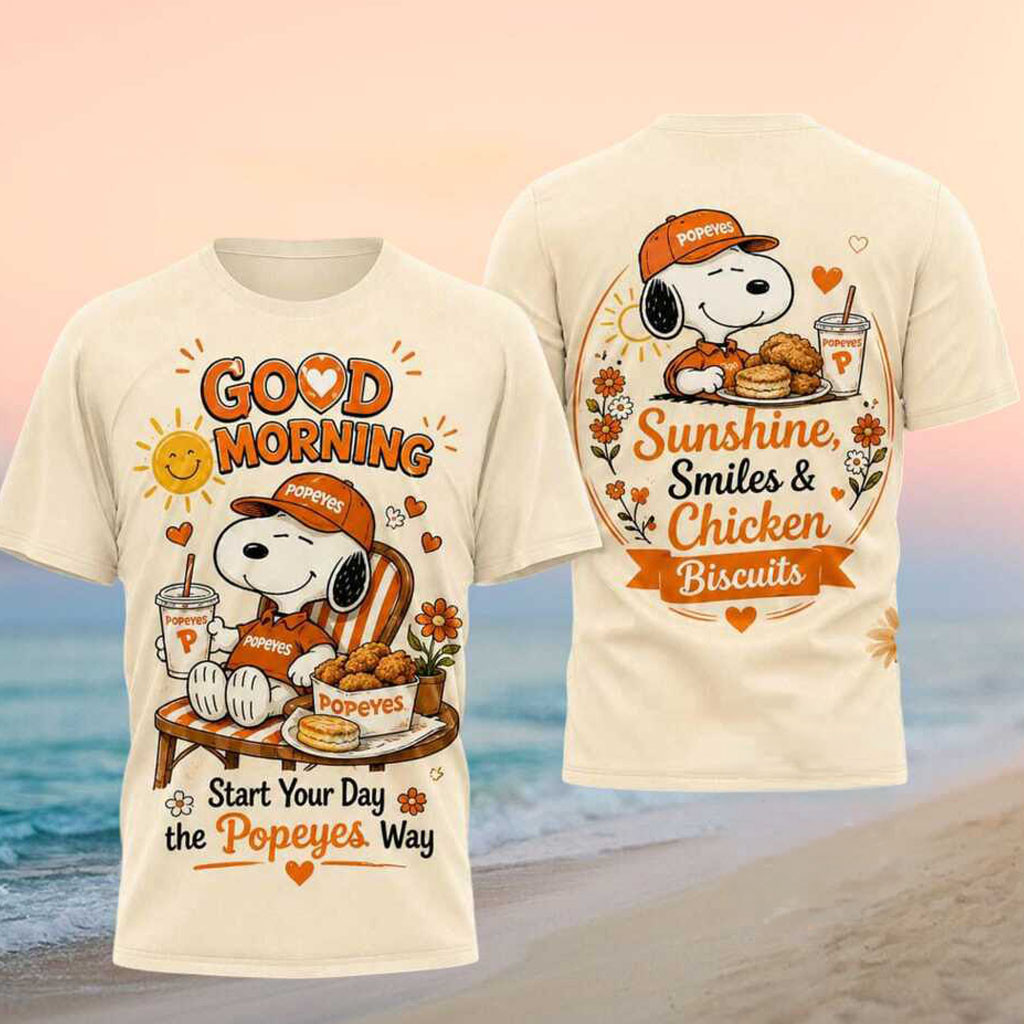 Snoopy Popeyes Chicken Biscuits Fast Food Morning Sunshine Shirt Popeyes Merch Fan Gifts - Kdjoy