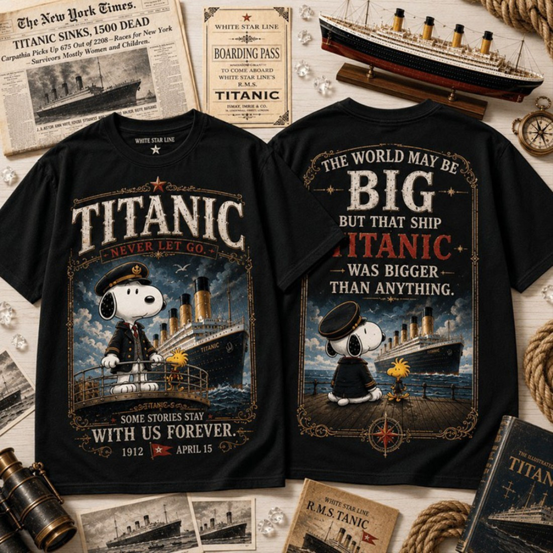 Snoopy Titanic Never Let Go Shirt Classic Movie T-Shirt Gift Ideas For Fans - Kdjoy