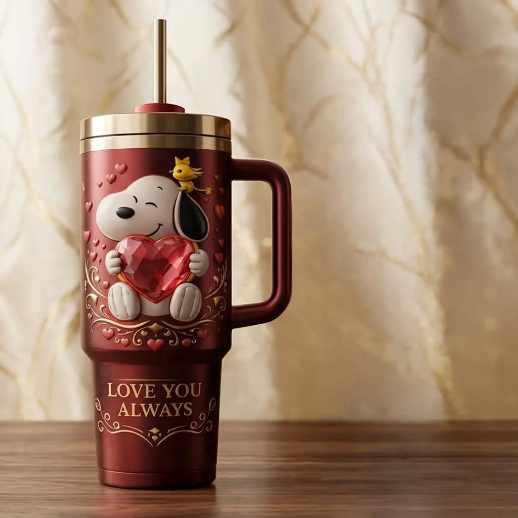 Snoopy Valentine Edition YETI 40oz Tumbler Love You Always Travel Cup Best Gift For Wife - Kdjoy