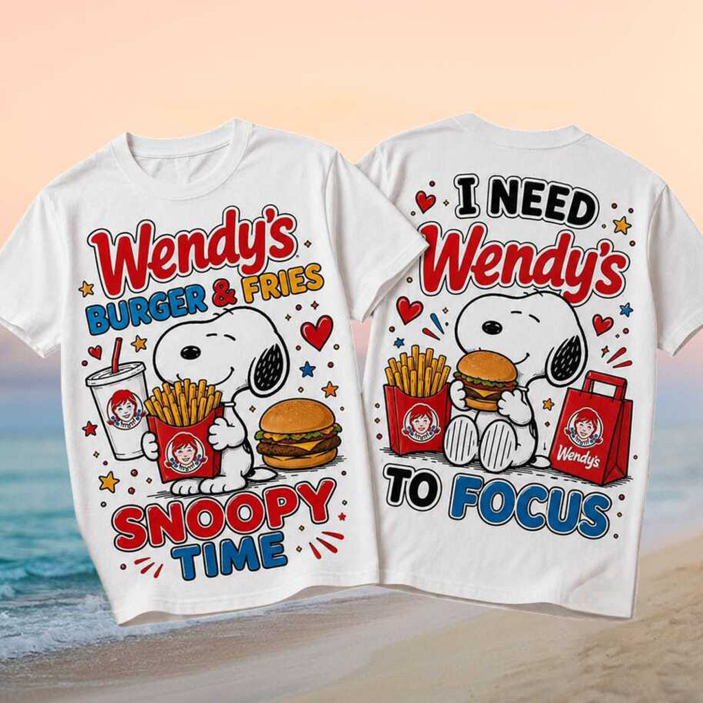 Snoopy Wendy's Burger And Fries Fast Food Shirt Funny Snoopy Clothing Foodies Gifts - Kdjoy