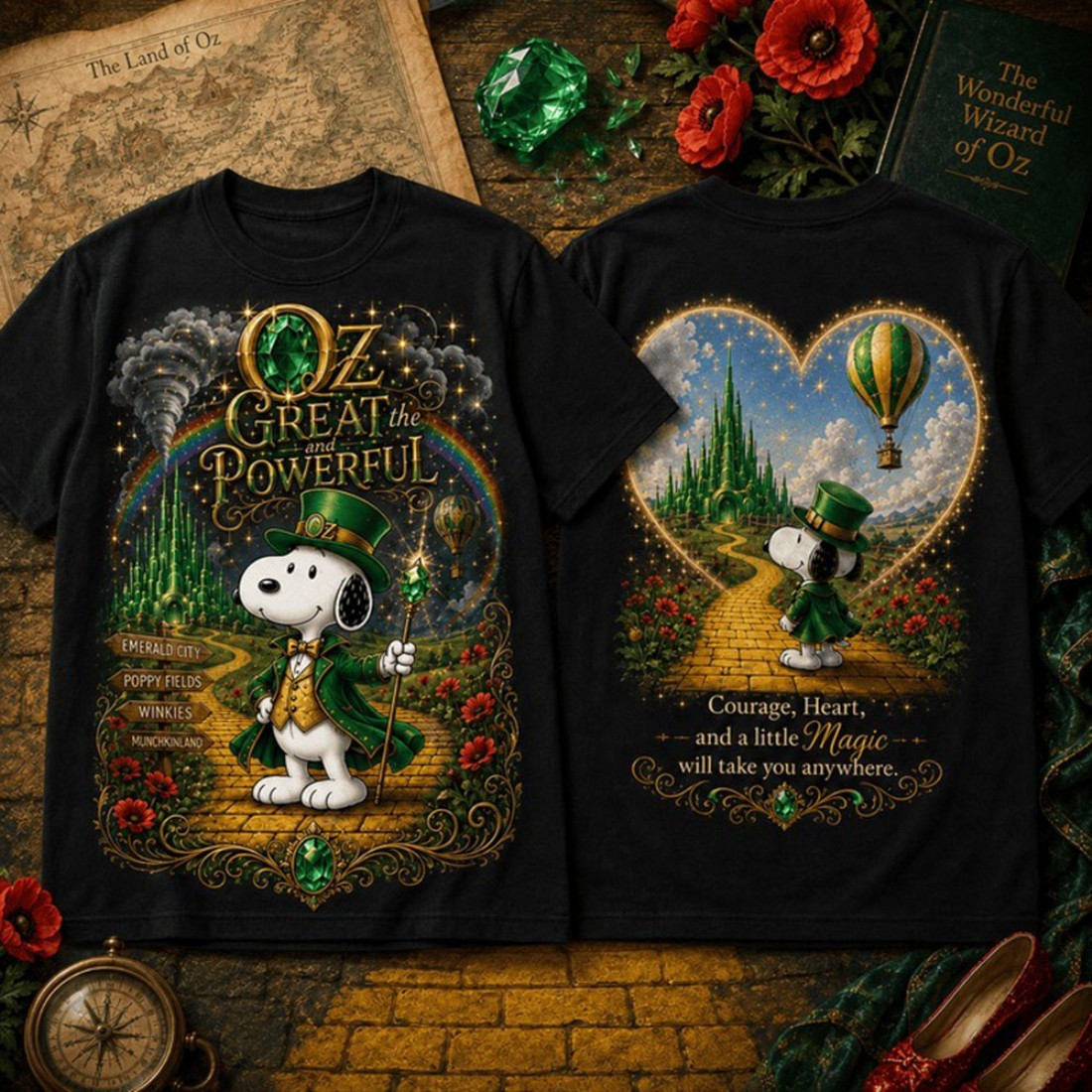 Snoopy Wizard Of Oz Emerald City Fantasy Movie T-Shirt The Wizard Of Oz Merch Fan Gifts - Kdjoy