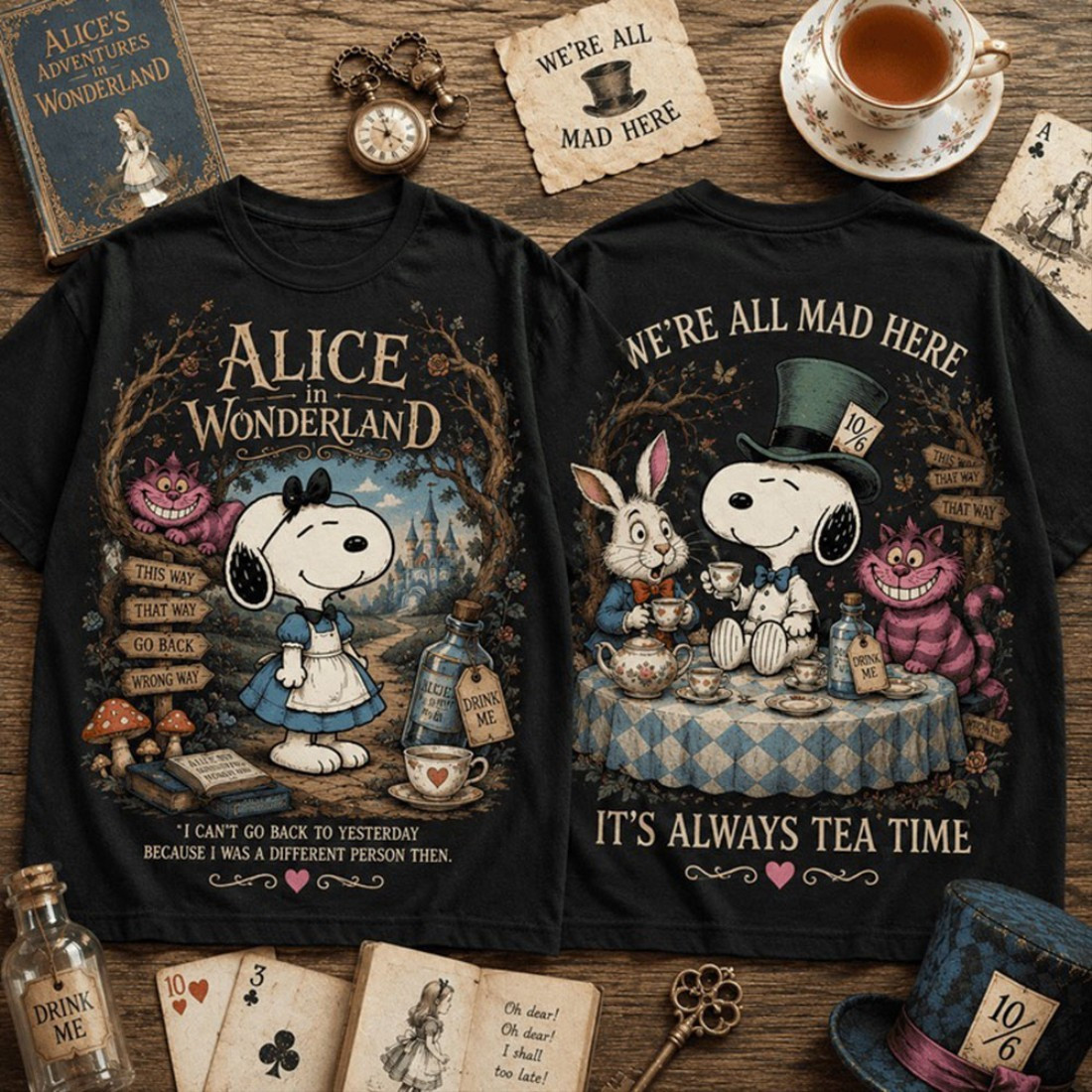 Snoopy X Alice in Wonderland Shirt It's Always Tea Time T-Shirt Snoopy Lovers Gifts - Kdjoy Snoopy X Alice in Wonderland Shirt It's Always Tea Time T-Shirt Snoopy Lovers Gifts - Kdjoy
