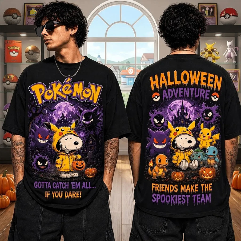 Snoopy x Pokemon Spooky 2026 Halloween T-Shirt Cute Snoopy Shirts Gifts For Halloween - Kdjoy