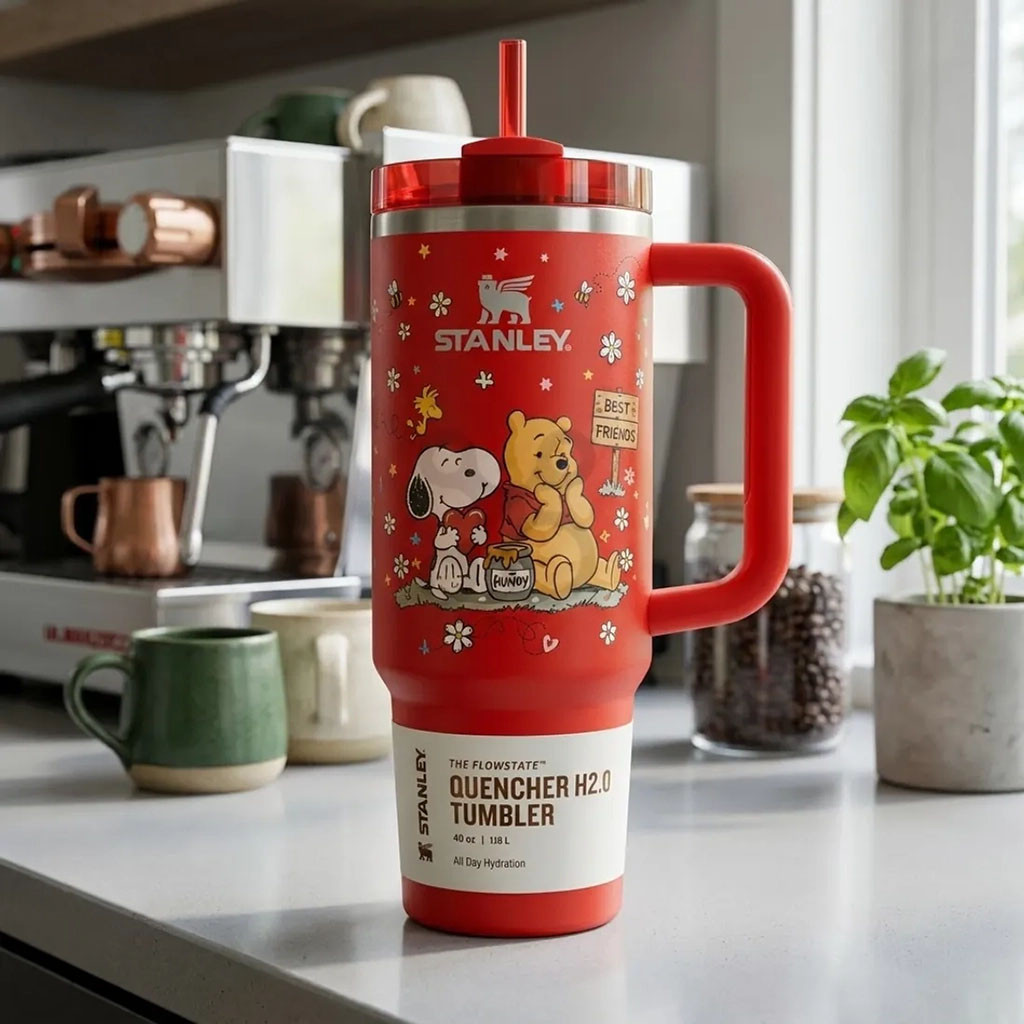 Snoopy x Winnie The Pooh Best Friends Tumbler Cartoon Lovers Cute Cup Gifts For Friends