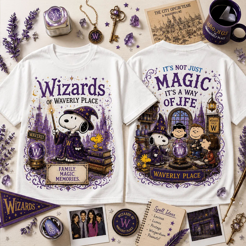 Snoopy x Wizards of Waverly Place Magic T-Shirt Snoopy Merch Gifts For Halloween - Kdjoy Snoopy x Wizards of Waverly Place Magic T-Shirt Snoopy Merch Gifts For Halloween - Kdjoy