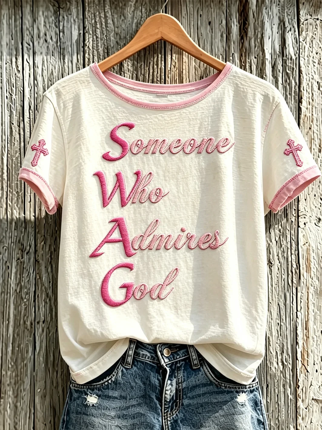 Someone Who Admires God T-Shirt Faith Themed Slogan Shirt Christian Gift For Her - Kdjoy