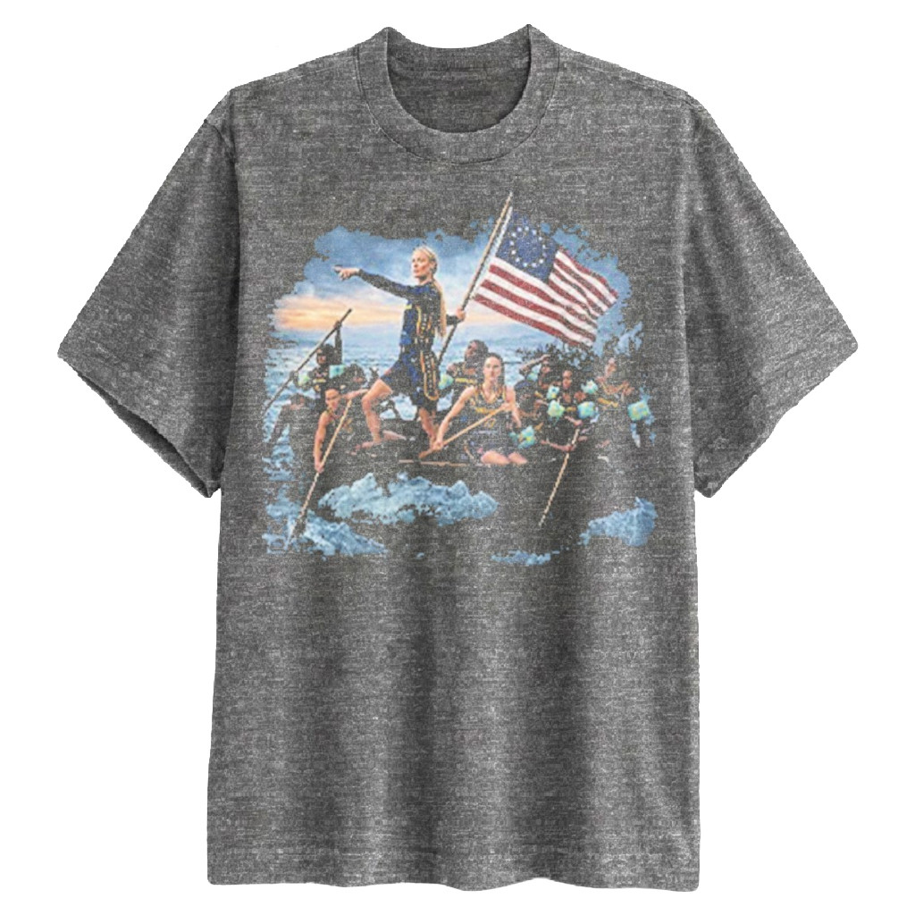 Sophie Cunningham Caitlin Clark Crossing The Delaware T-Shirt Funny Meme Tee Basketball Fan Gear - Kdjoy