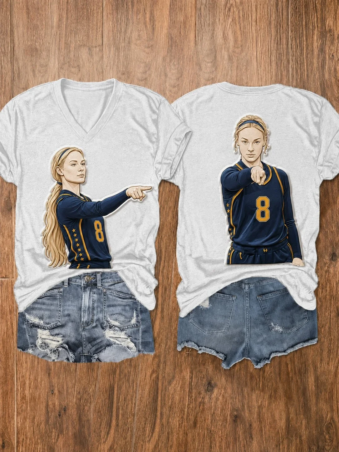 Sophie Cunningham Pointing V-Neck Shirt #8 Caitlin Clark Merch Indiana Fever Basketball Fan Gift - Kdjoy