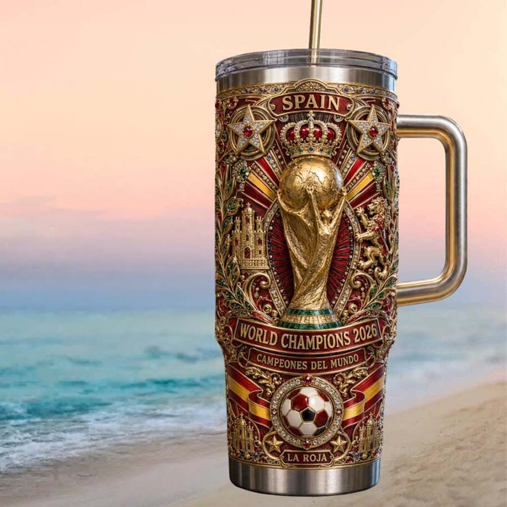 Spain World Champions 2026 La Roja Immortal Glory Soccer Tumbler Spain Football Merch Fan Gifts - Kdjoy
