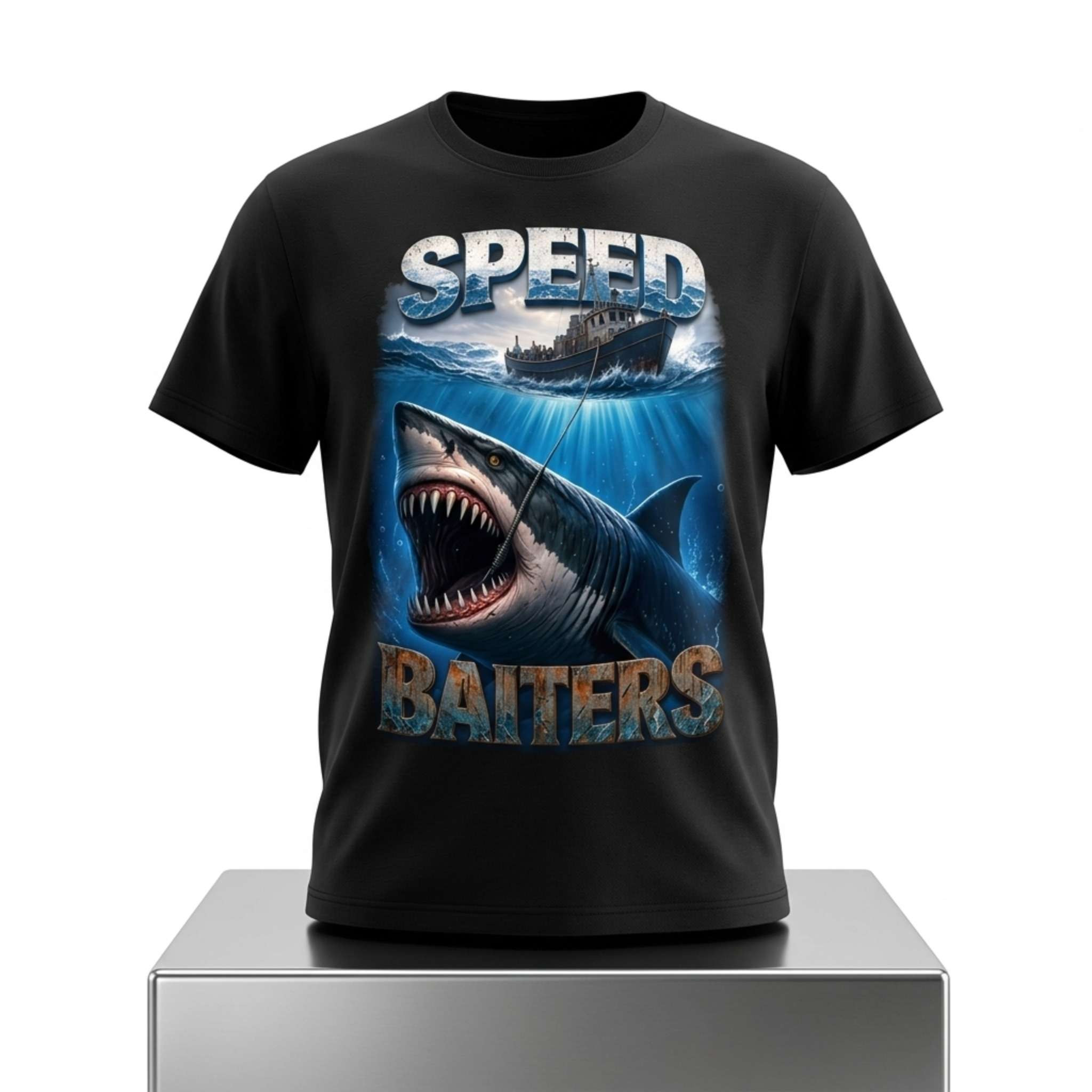 Speed Baiters Shark T-Shirt Black Birthday Presents For Boyfriend - Kdjoy