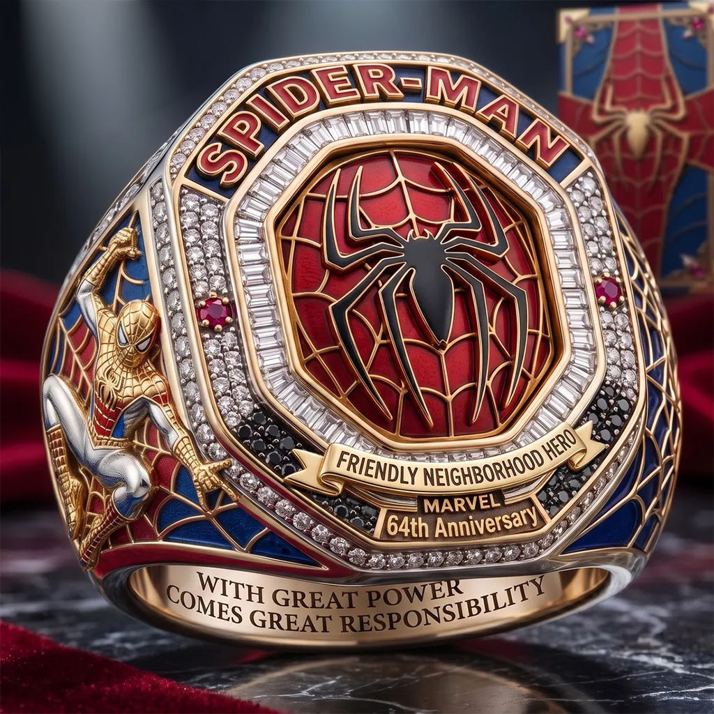 Spider-Man 64th Anniversary Commemorative Ring Spider-Man Merch Gifts For Husband - Kdjoy