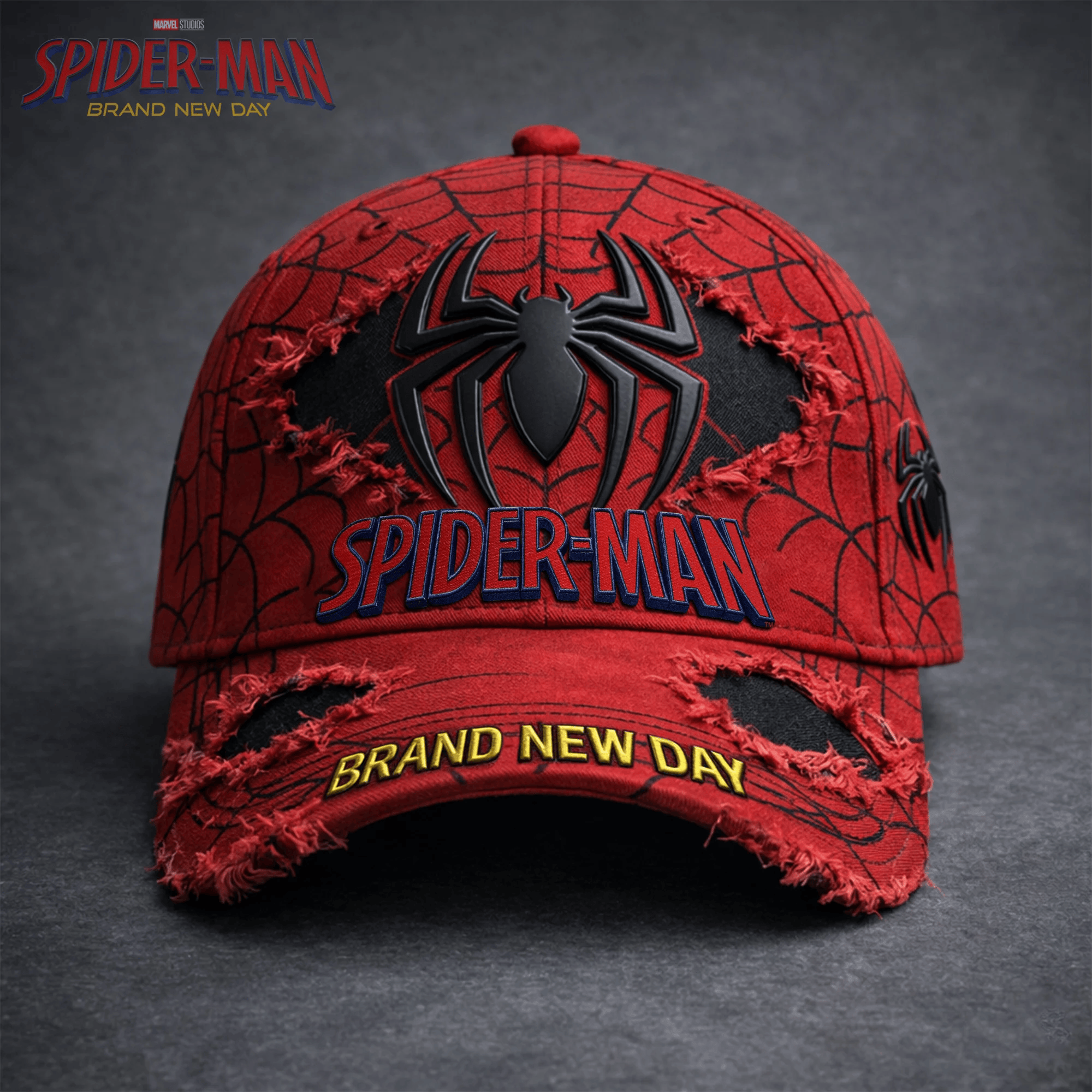 Spider-Man Brand New Day Distressed Hat Spider-Man Merch Superhero Fan Gift For Son - Kdjoy Spider-Man Brand New Day Distressed Hat Spider-Man Merch Superhero Fan Gift For Son - Kdjoy