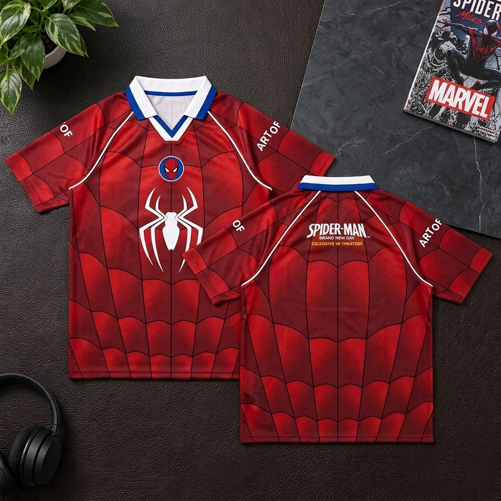 Spider-Man Brand New Day In Theaters V-Neck Jersey Spider-Man Merch Gifts For Son - Kdjoy
