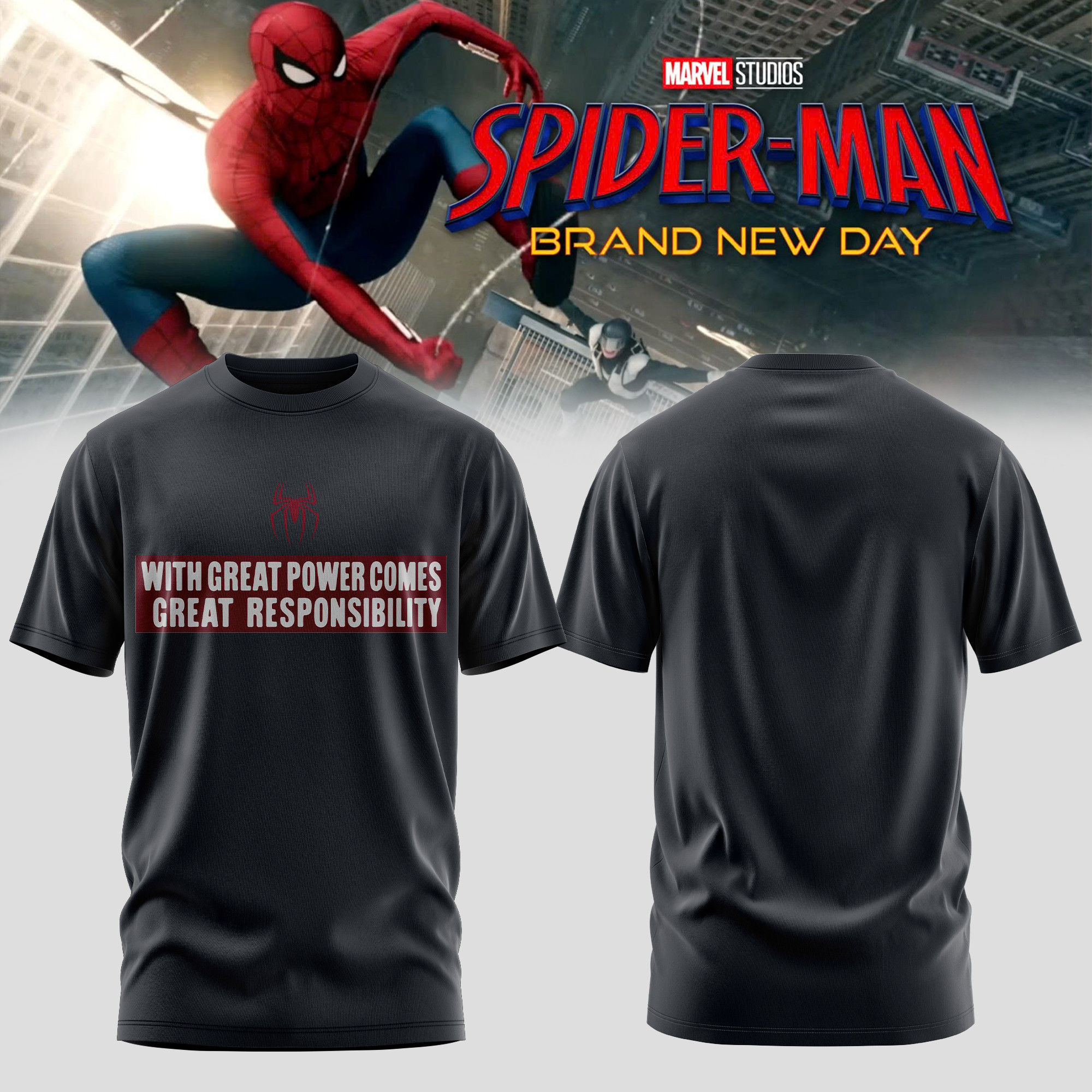 Spider-Man Brand New Day Merch 2026 With Great Power Comes Great Responsibility Shirt Him Gifts - Kdjoy