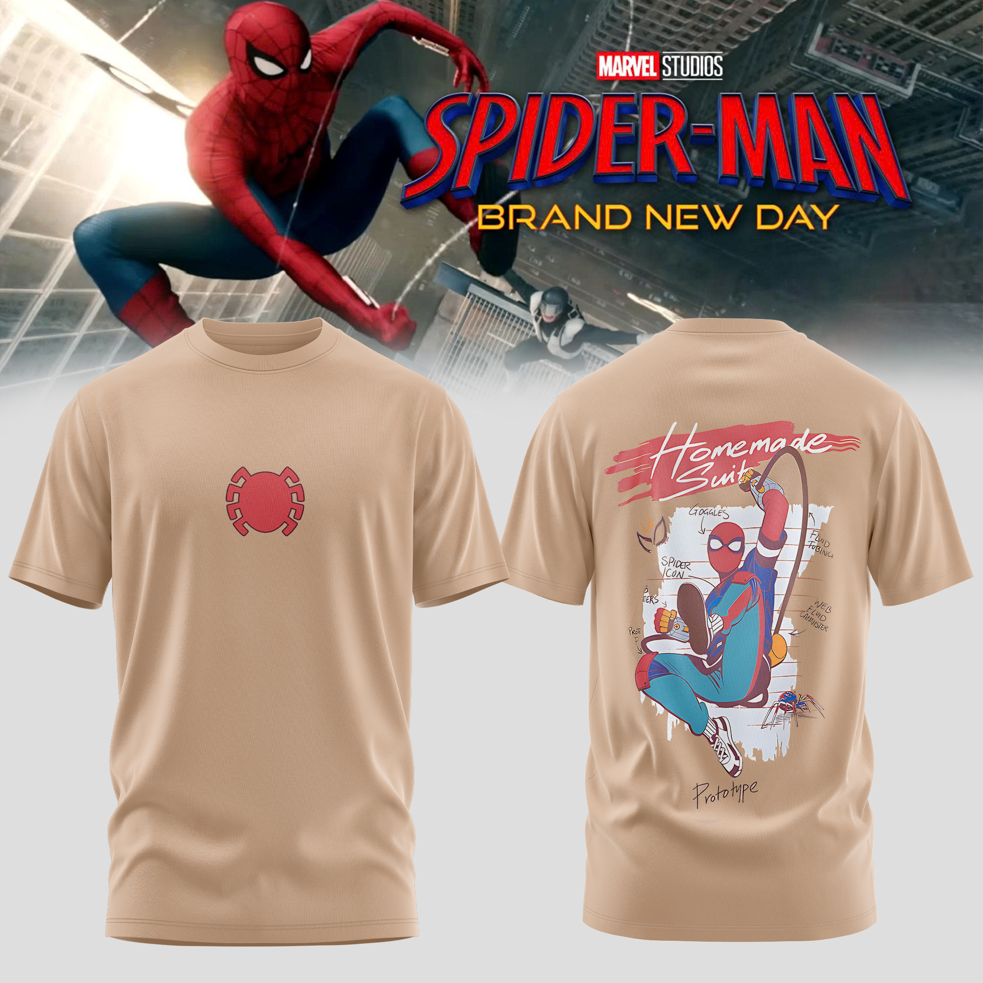 Spider-Man Brand New Day T-Shirt 2026 Homemade Suit Tee Spider-Man Merch Best Marvel Fan Gifts - Kdjoy