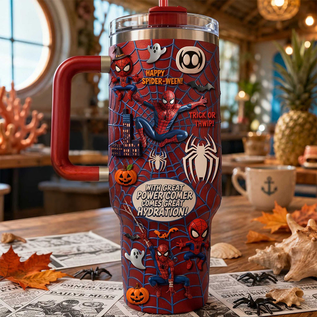 Spider Man Merch With Great Power Comer Comes Great Hydration Spider Man Tumbler Halloween Gifts - Kdjoy Spider Man Merch With Great Power Comer Comes Great Hydration Spider Man Tumbler Halloween Gifts - Kdjoy