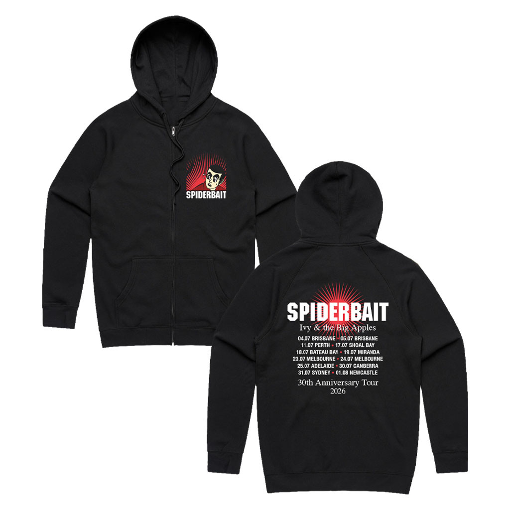 Spiderbait Merch 2026 Ivy 30Th Anniversary Tour Zip Hoodie Black Gift For Band Fans