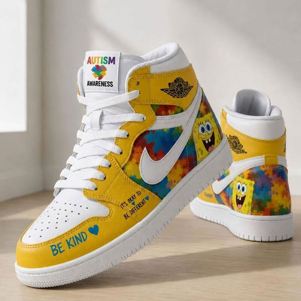 SpongeBob SquarePants Merch Autism Awareness 2026 Sneakers Birthday Gift For BFF - Kdjoy