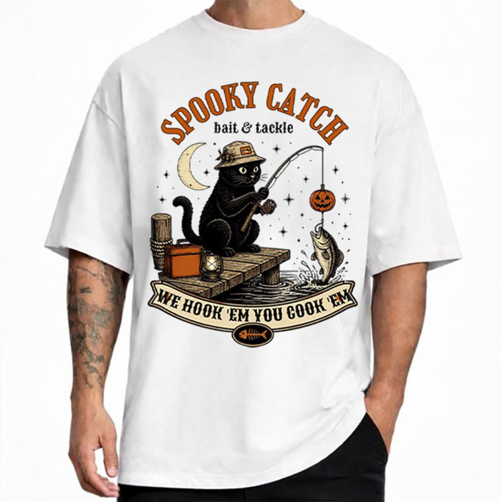 Spooky Catch Bait Tackle Black Cat Halloween Fishing T-Shirt Gifts For Halloween - Kdjoy Spooky Catch Bait Tackle Black Cat Halloween Fishing T-Shirt Gifts For Halloween - Kdjoy