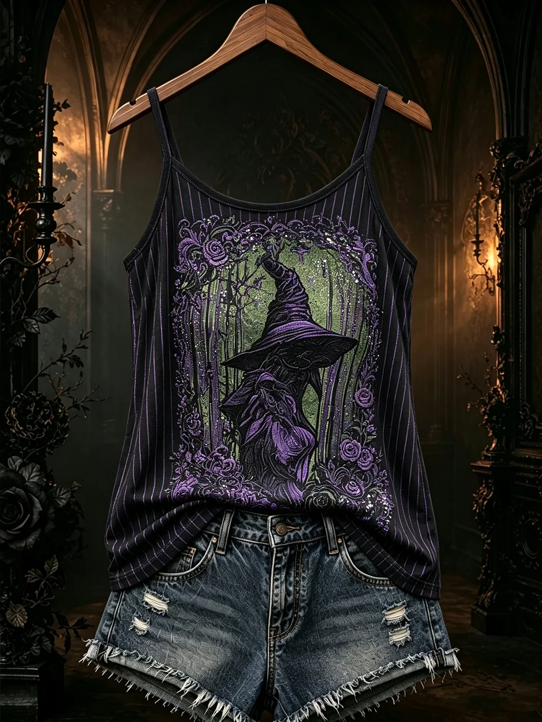 Spooky Forest Witch Tank Top Halloween Witch Clothing Cute Outfit Gift - Kdjoy