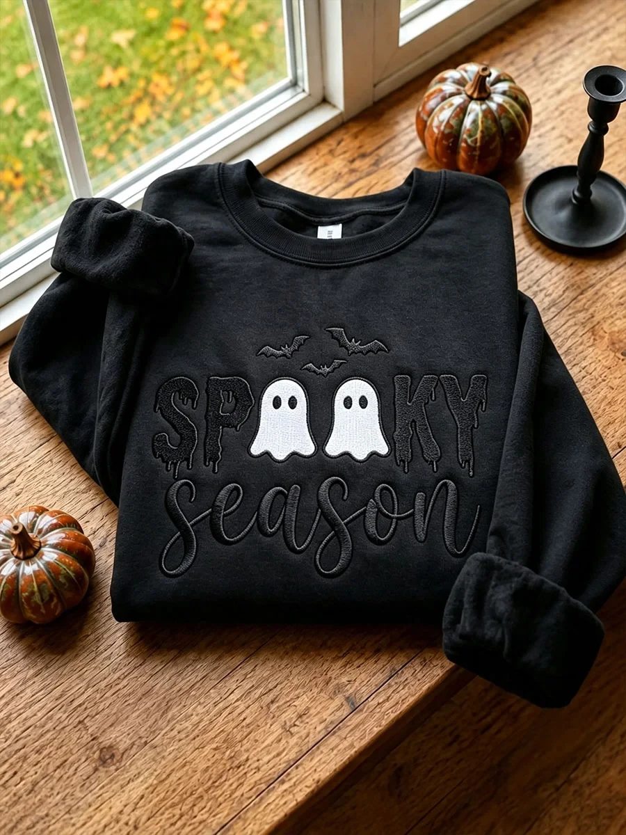 Spooky Ghost Pumpkin Sweatshirt Scary Halloween Clothing Wear Gift - Kdjoy