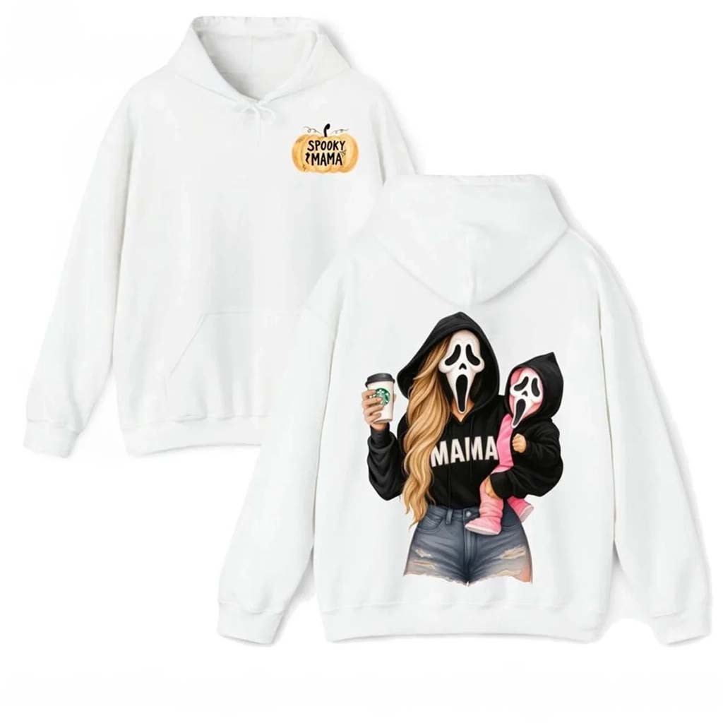 Spooky Mama Hoodie Ghostface Mama Mini Hoodie Cute Halloween Outfits Gift For Horror Fans - Kdjoy Spooky Mama Hoodie Ghostface Mama Mini Hoodie Cute Halloween Outfits Gift For Horror Fans - Kdjoy