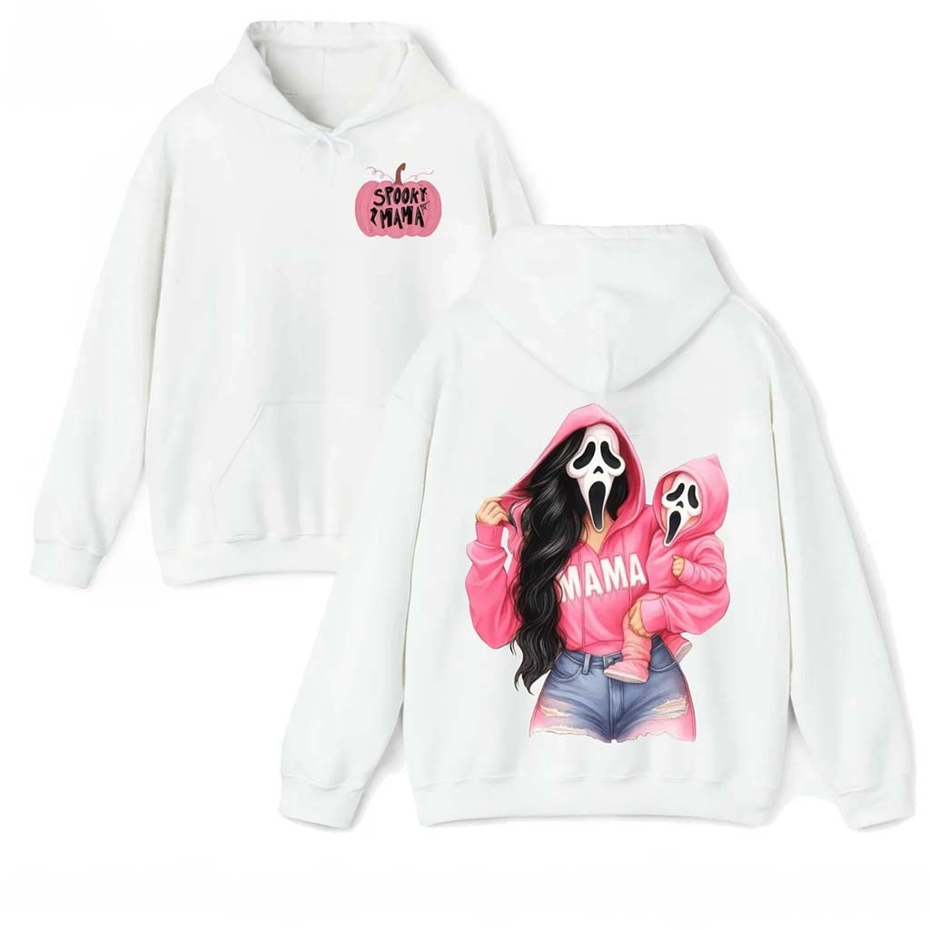 Spooky Mama Hoodie Pink Ghostface Mama Mini Hoodie Cute Halloween Gift For Mom - Kdjoy