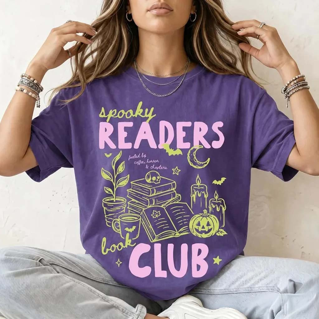Spooky Moms Book Club Halloween T-Shirt Spooky Reader Clothing Halloween Gift For Bookish - Kdjoy